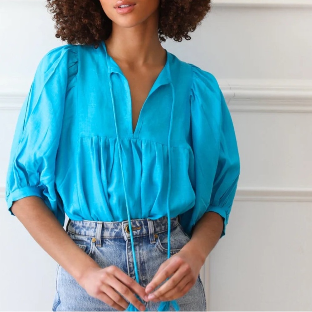 🩵MILLE Thalia Top Aqua Linen XXS🩵